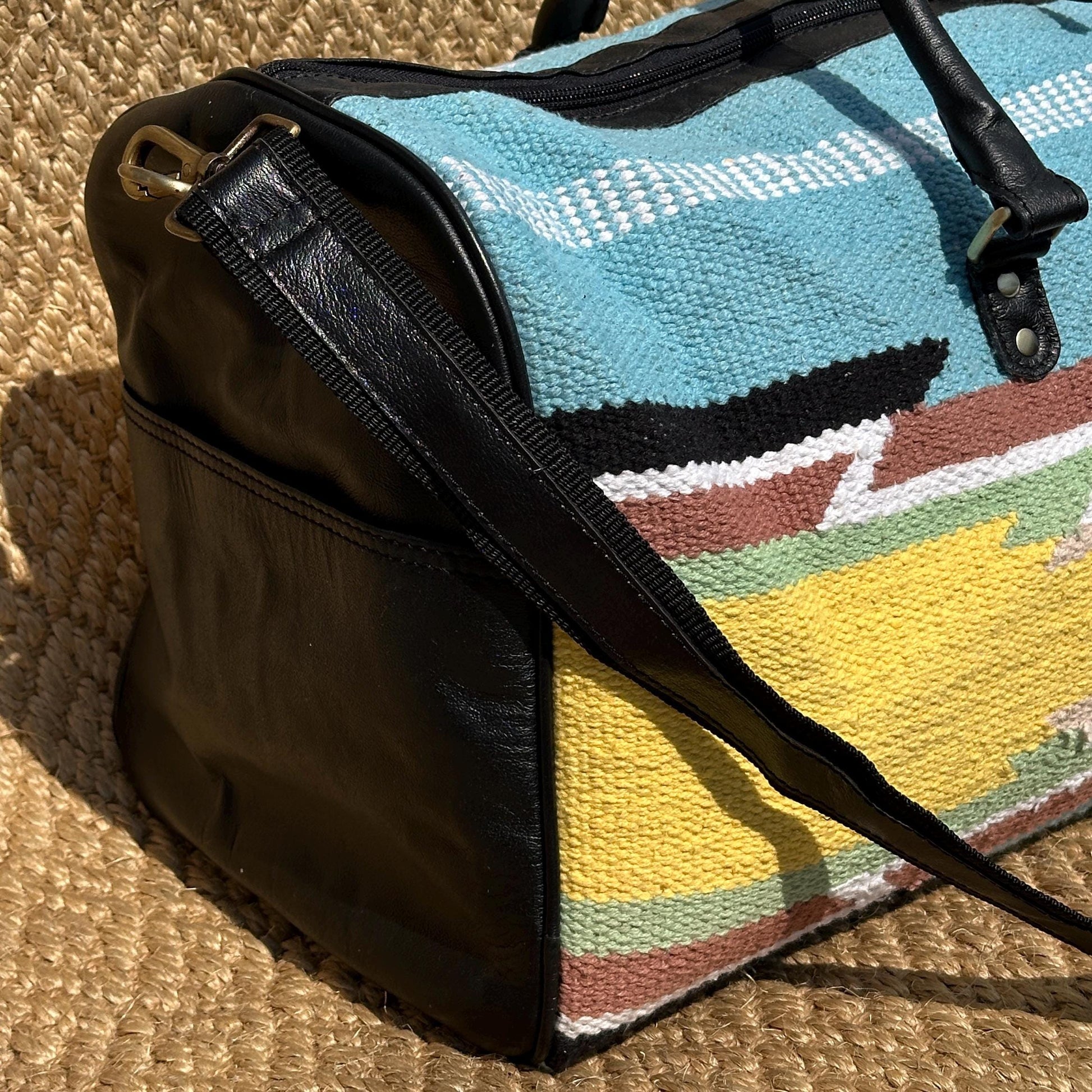 Hemp Carpet & Leather Duffel Bag - JayKayBoutiqueOnline