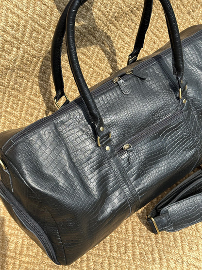 Large Leather Duffel Bag Snakeskin effect - JayKayBoutiqueOnline