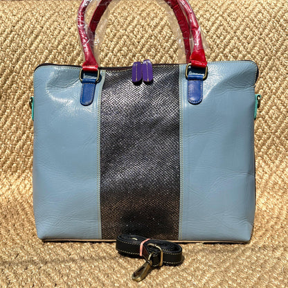 Coloured Leather Laptop Tote Bag with shoulder strap - JayKayBoutiqueOnline