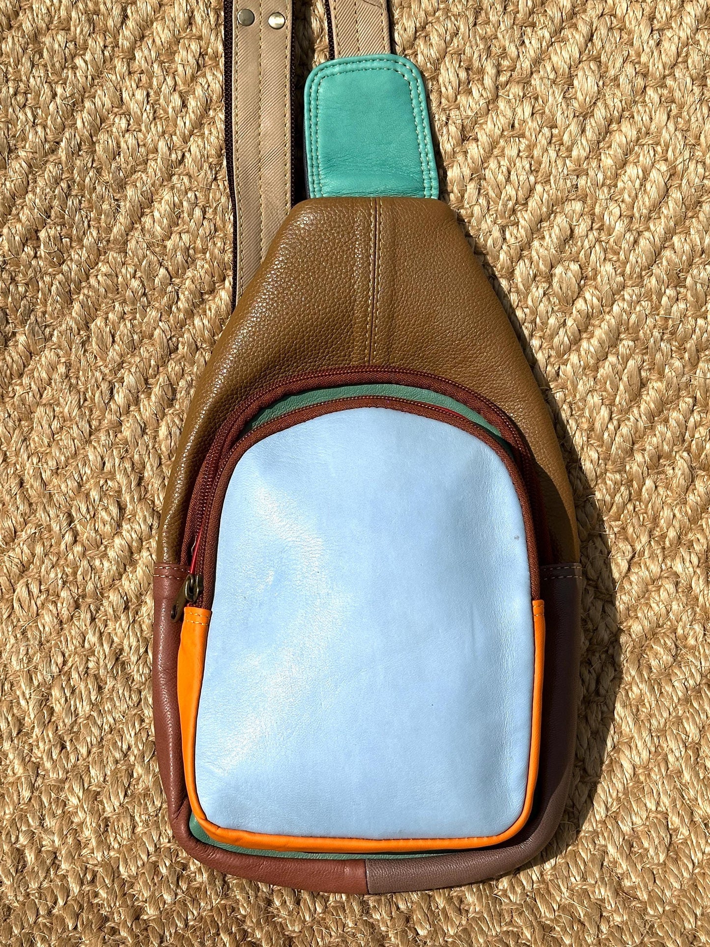 Coloured Leather Sling Bag Easy Access - JayKayBoutiqueOnline