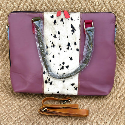 Coloured Leather Laptop Tote Bag with shoulder strap - JayKayBoutiqueOnline