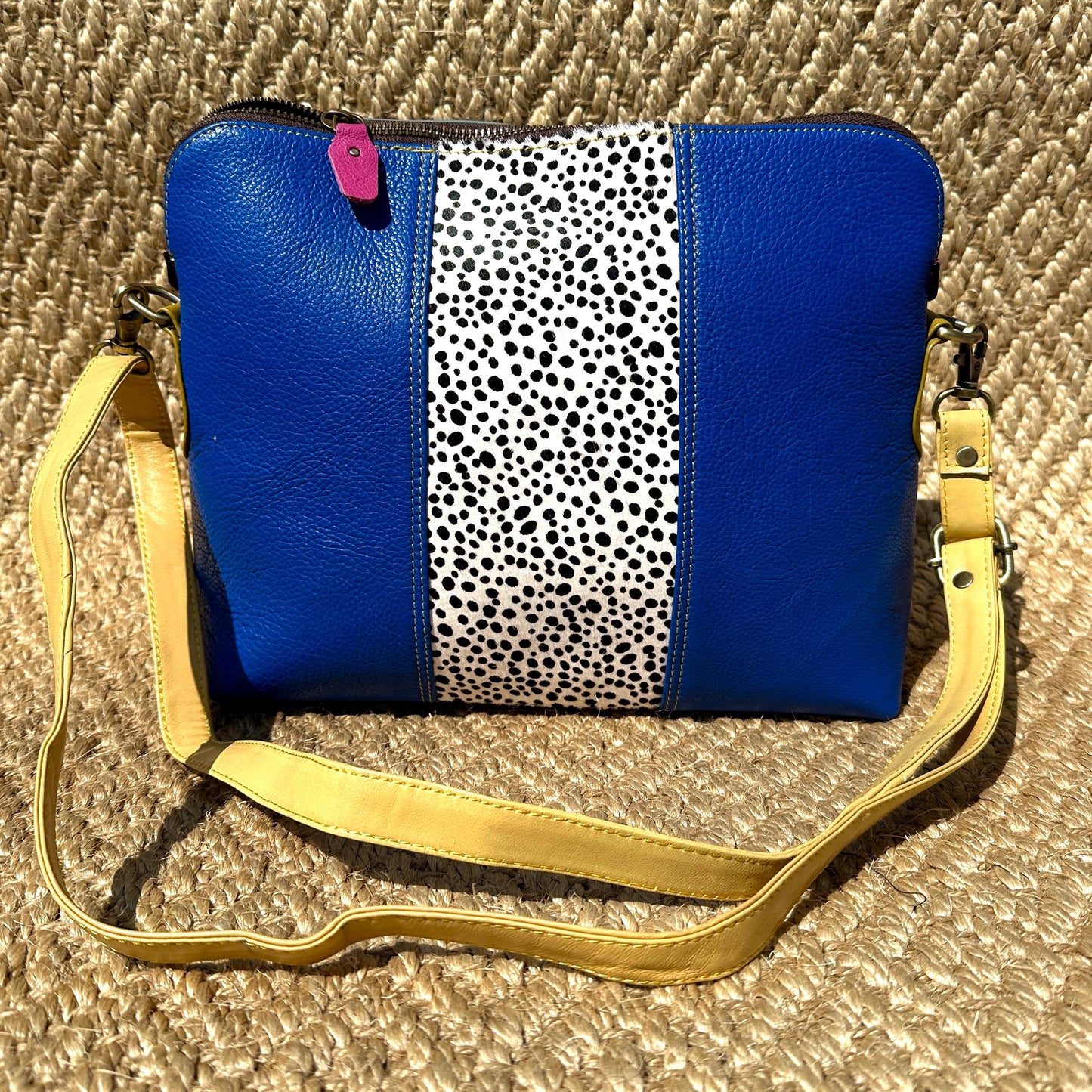 Coloured Leather Cross Body Bag with Animal Print - JayKayBoutiqueOnline