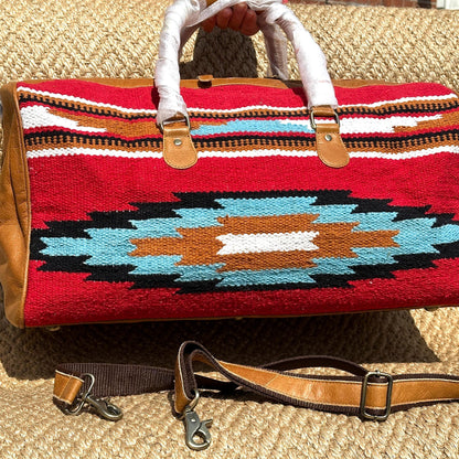 Hemp Carpet & Leather Duffel Bag - JayKayBoutiqueOnline