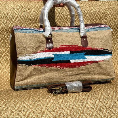 Hemp Carpet & Leather Duffel Bag - JayKayBoutiqueOnline