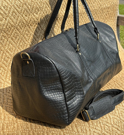 Large Leather Duffel Bag Snakeskin effect - JayKayBoutiqueOnline