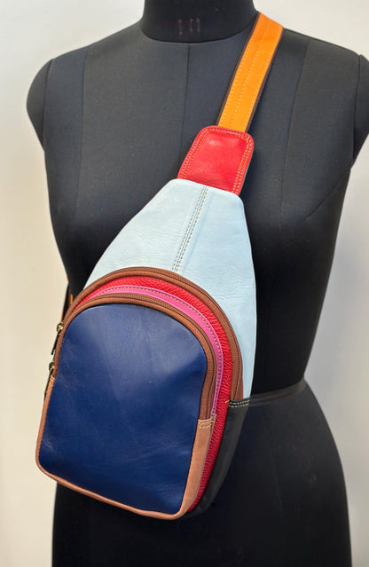 Coloured Leather Sling Bag Easy Access - JayKayBoutiqueOnline