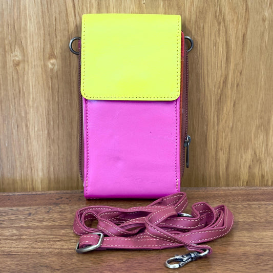 Upcycled Leather Crossbody Phone Bag: Handmade Eco-Friendly Purse - JayKayBoutiqueOnline