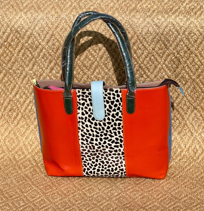 Coloured Leather Laptop Tote Office Bag with Shoulder Strap - JayKayBoutiqueOnline