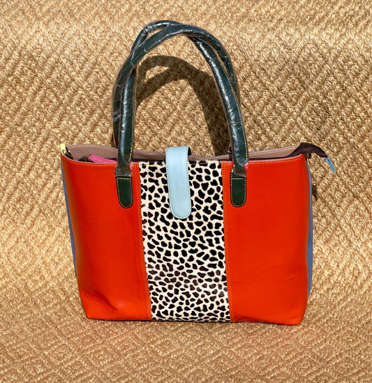Coloured Leather Laptop Tote Office Bag with Shoulder Strap - JayKayBoutiqueOnline