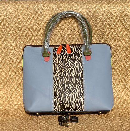 Coloured Leather Laptop Tote Bag with shoulder strap - JayKayBoutiqueOnline