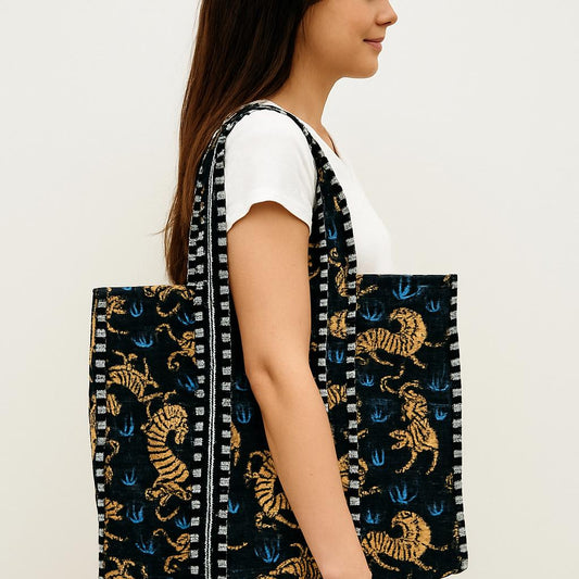 Cotton Quilted Bag with Animal Print - JayKayBoutiqueOnline