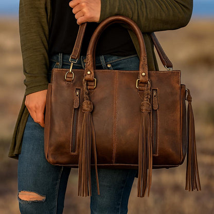 Western Style Leather Tote Bag - JayKayBoutiqueOnline