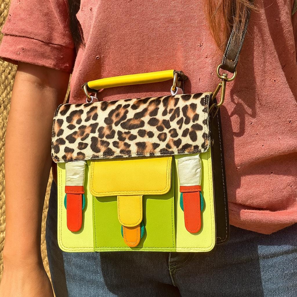 Coloured Leather and Hide Crossbody Satchel Bag - JayKayBoutiqueOnline