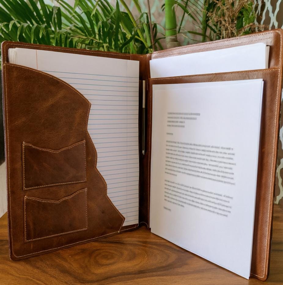 Portfolio Leather Suede Handmade - JayKayBoutiqueOnline