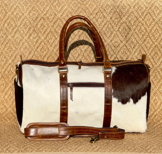 Western Style Leather Duffle Bag with hair on - JayKayBoutiqueOnline