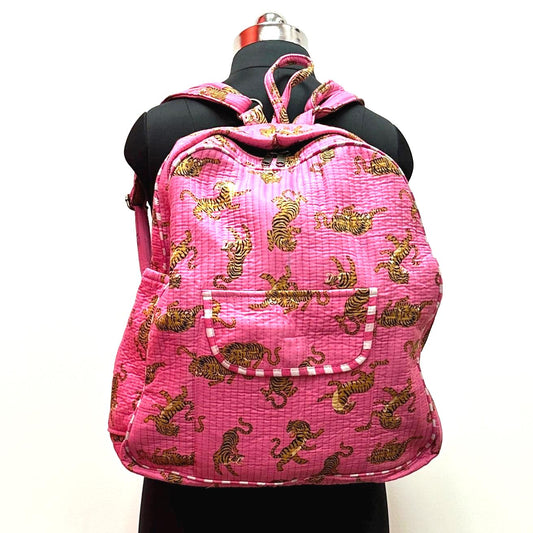 Quilted Cotton Backpack Bag Animal Print - JayKayBoutiqueOnline