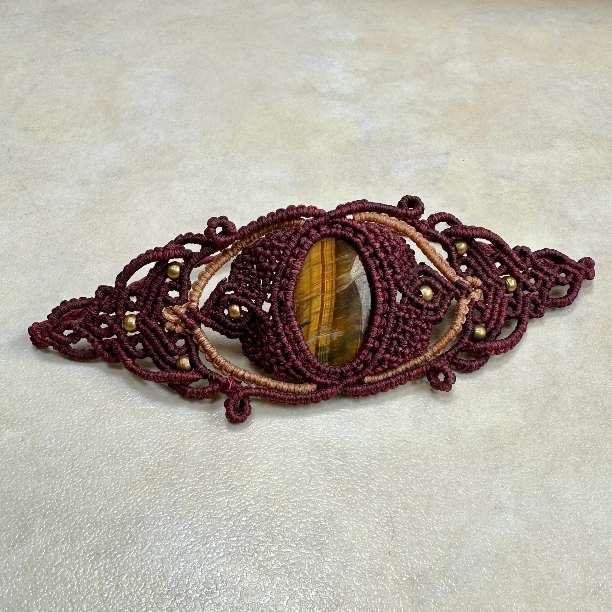 Macrame large Cuff Bracelet Armband with precious stones - JayKayBoutiqueOnline
