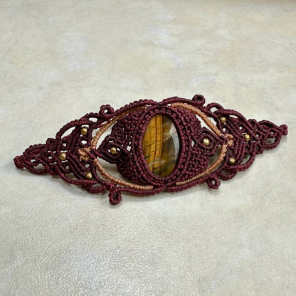 Macrame large Cuff Bracelet Armband with precious stones - JayKayBoutiqueOnline