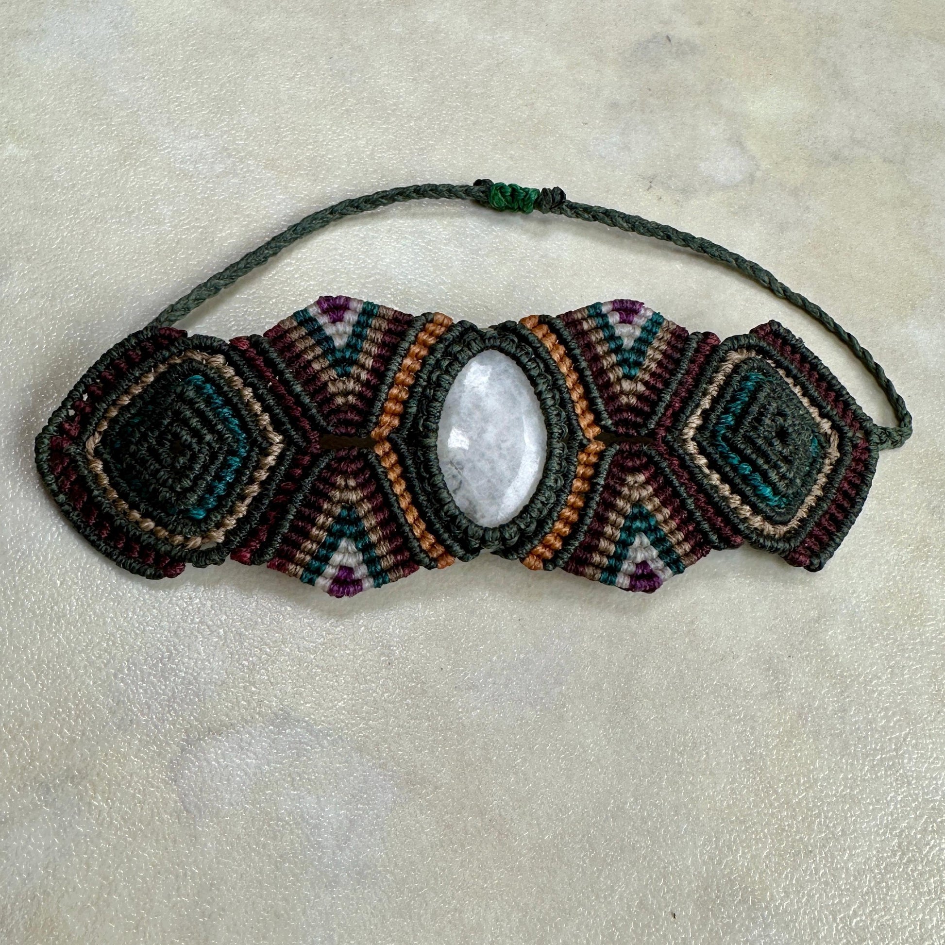 Macrame large Cuff Bracelet Armband with precious stones - JayKayBoutiqueOnline