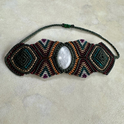 Macrame large Cuff Bracelet Armband with precious stones - JayKayBoutiqueOnline