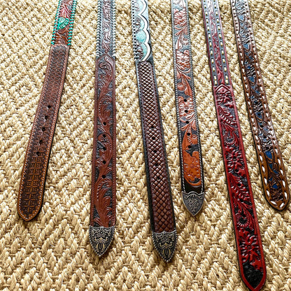 Hand Tooled Leather Belt for Women and Men - JayKayBoutiqueOnline