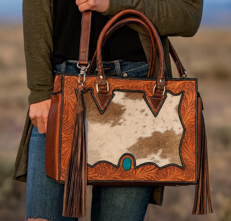 Western Style Leather Tote Bag - JayKayBoutiqueOnline