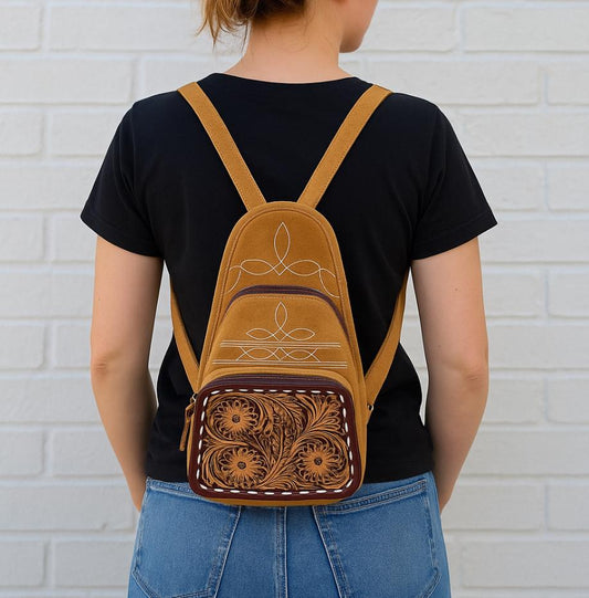 Small Backpack Boot Stitch Suede - JayKayBoutiqueOnline