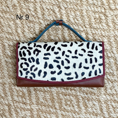 Recycled Leather Clutch Wallet with Animal Print Hide - JayKayBoutiqueOnline
