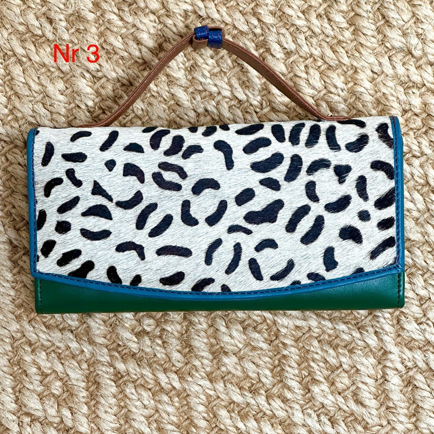 Recycled Leather Clutch Wallet with Animal Print Hide - JayKayBoutiqueOnline