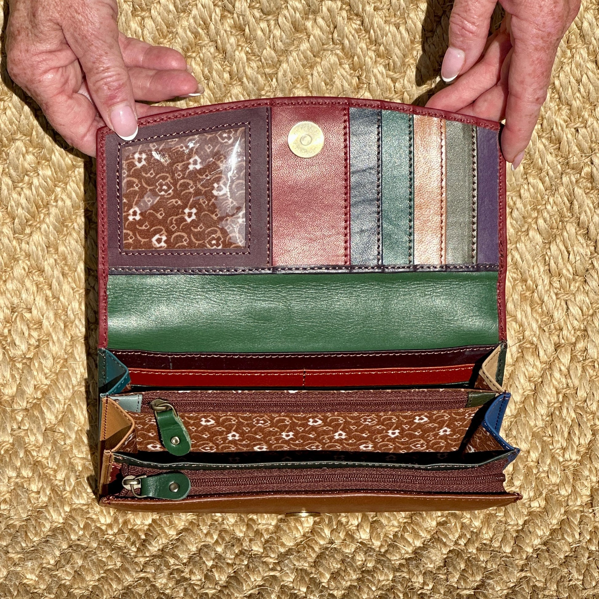 Recycled Leather Clutch Wallet with Animal Print Hide - JayKayBoutiqueOnline