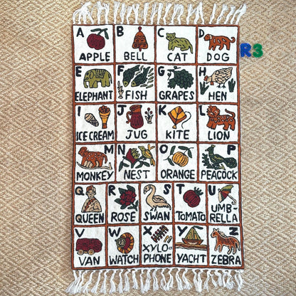 Wall Hanging ABC Tapestry Hand Woven Wool with top loops - JayKayBoutiqueOnline