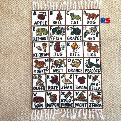 Wall Hanging ABC Tapestry Hand Woven Wool with top loops - JayKayBoutiqueOnline