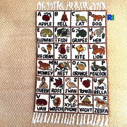 Wall Hanging ABC Tapestry Hand Woven Wool with top loops - JayKayBoutiqueOnline