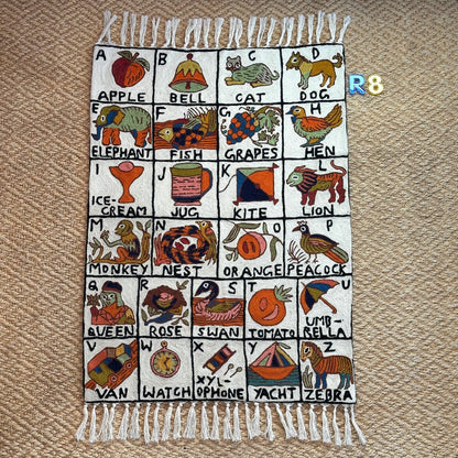 Wall Hanging ABC Tapestry Hand Woven Wool with top loops - JayKayBoutiqueOnline
