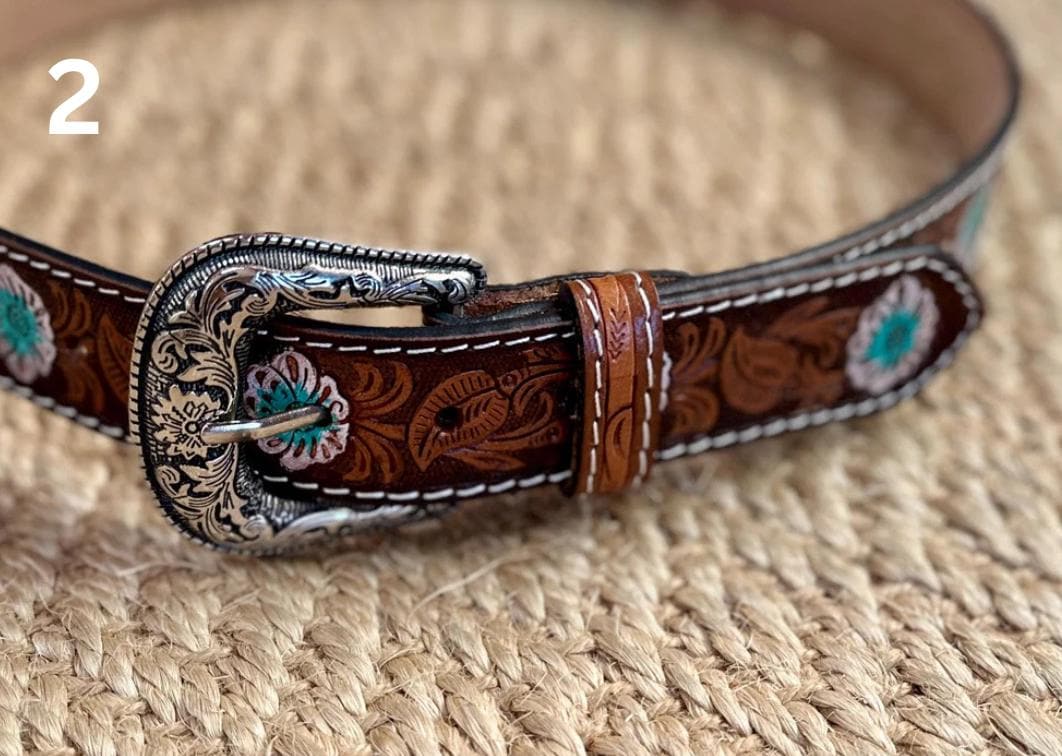 Hand Tooled Leather Belt for Women and Men - JayKayBoutiqueOnline