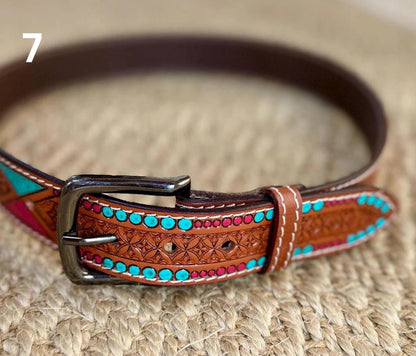 Hand Tooled Leather Belt for Women and Men - JayKayBoutiqueOnline