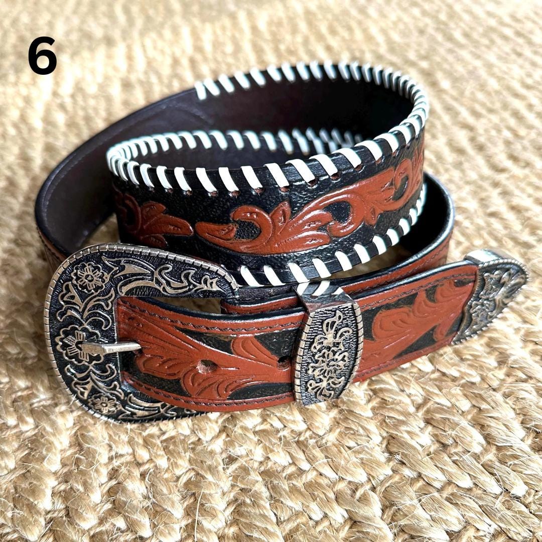 Hand Tooled Leather Belt for Women and Men - JayKayBoutiqueOnline