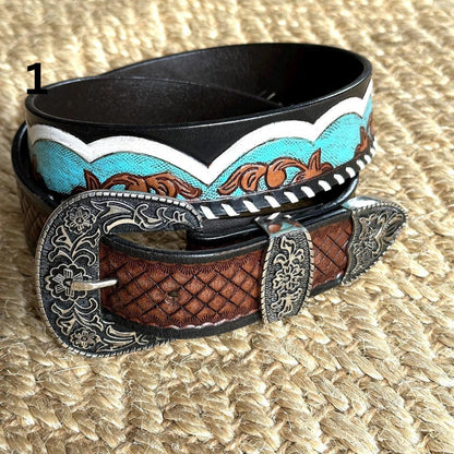 Hand Tooled Leather Belt for Women and Men - JayKayBoutiqueOnline