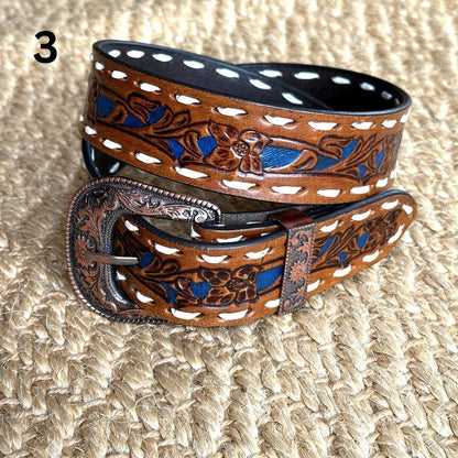 Hand Tooled Leather Belt for Women and Men - JayKayBoutiqueOnline