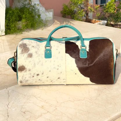 Western Style Leather Duffle Bag with Hide - JayKayBoutiqueOnline