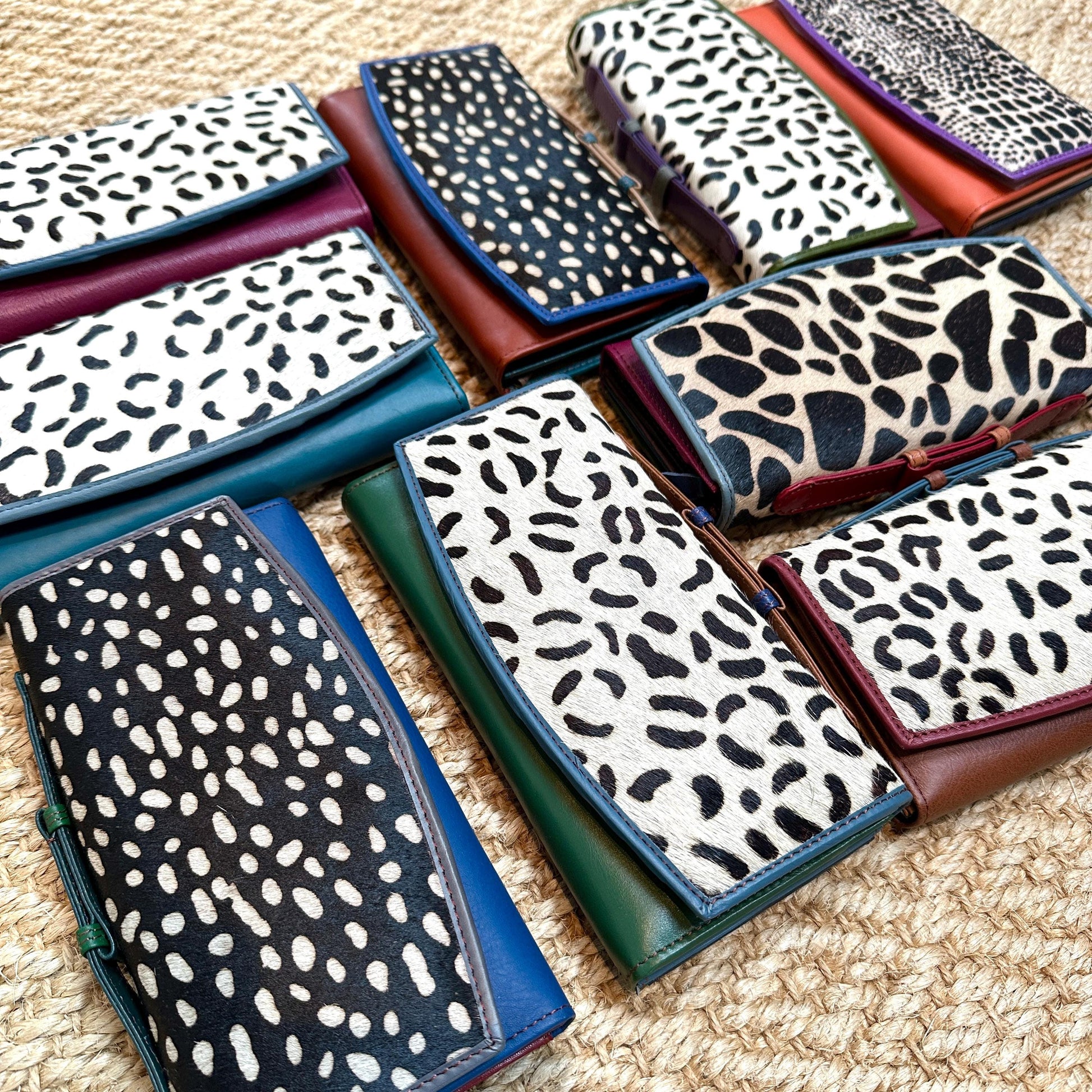 Recycled Leather Clutch Wallet with Animal Print Hide - JayKayBoutiqueOnline