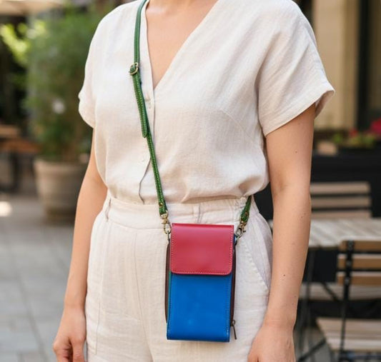 Upcycled Leather Crossbody Phone Bag - JayKayBoutiqueOnline