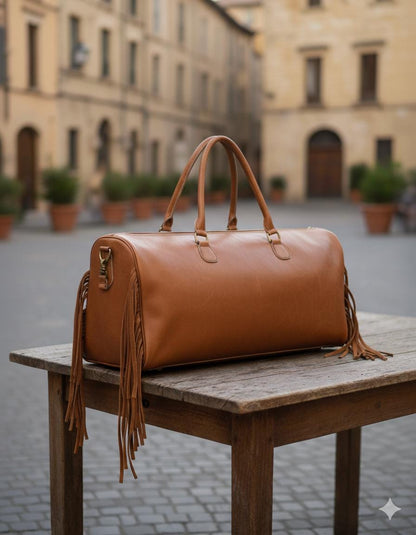 Cowhide & Leather Duffle Bag - JayKayBoutiqueOnline