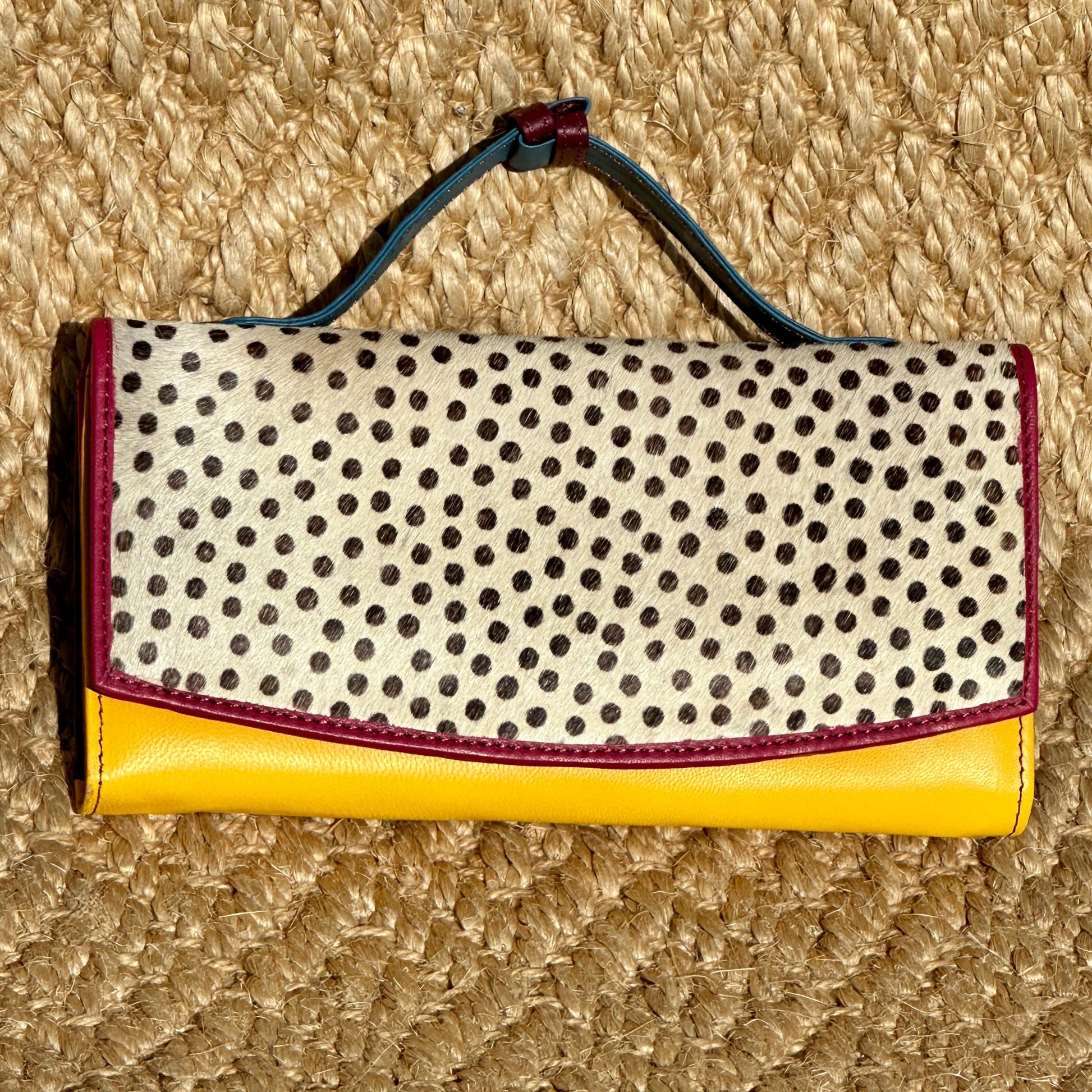 Coloured Leather Clutch Wallet with Animal Print Hide - JayKayBoutiqueOnline