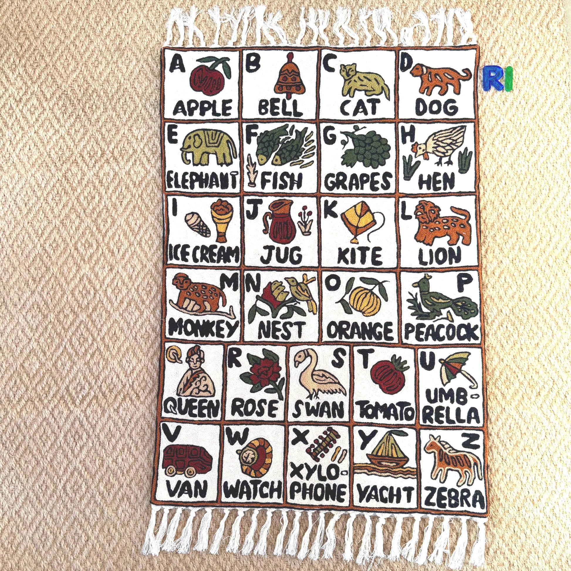 Handmade ABC Nursery Rug Tapestry - JayKayBoutiqueOnline