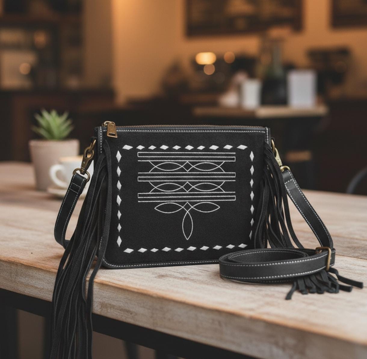 Suede Fringe Boot Stitch Shoulder Bag - JayKayBoutiqueOnline
