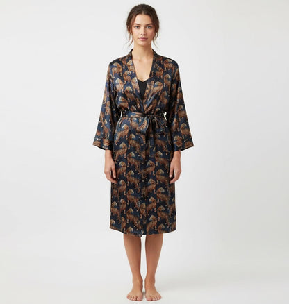 Tiger Print Satin Robe - JayKayBoutiqueOnline