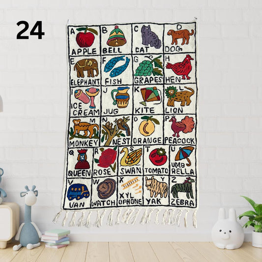 Handmade Alphabet Tapestry Wall Hanging with Animal Embroidery - JayKayBoutiqueOnline