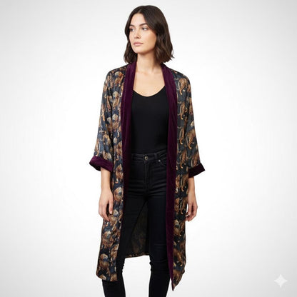 Reversible Tiger Print Velvet Duster Jacket - JayKayBoutiqueOnline