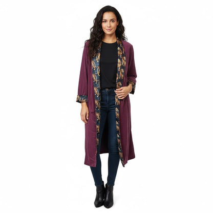 Reversible Velvet Duster Jacket with Tiger Print - JayKayBoutiqueOnline